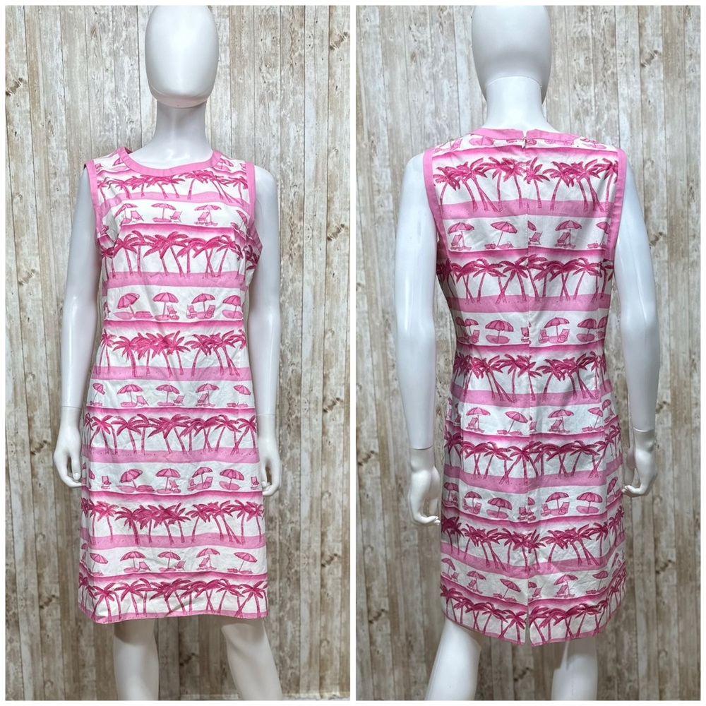 Talbots Cotton Sheath Dress Pink Beach Umbrella [13168]